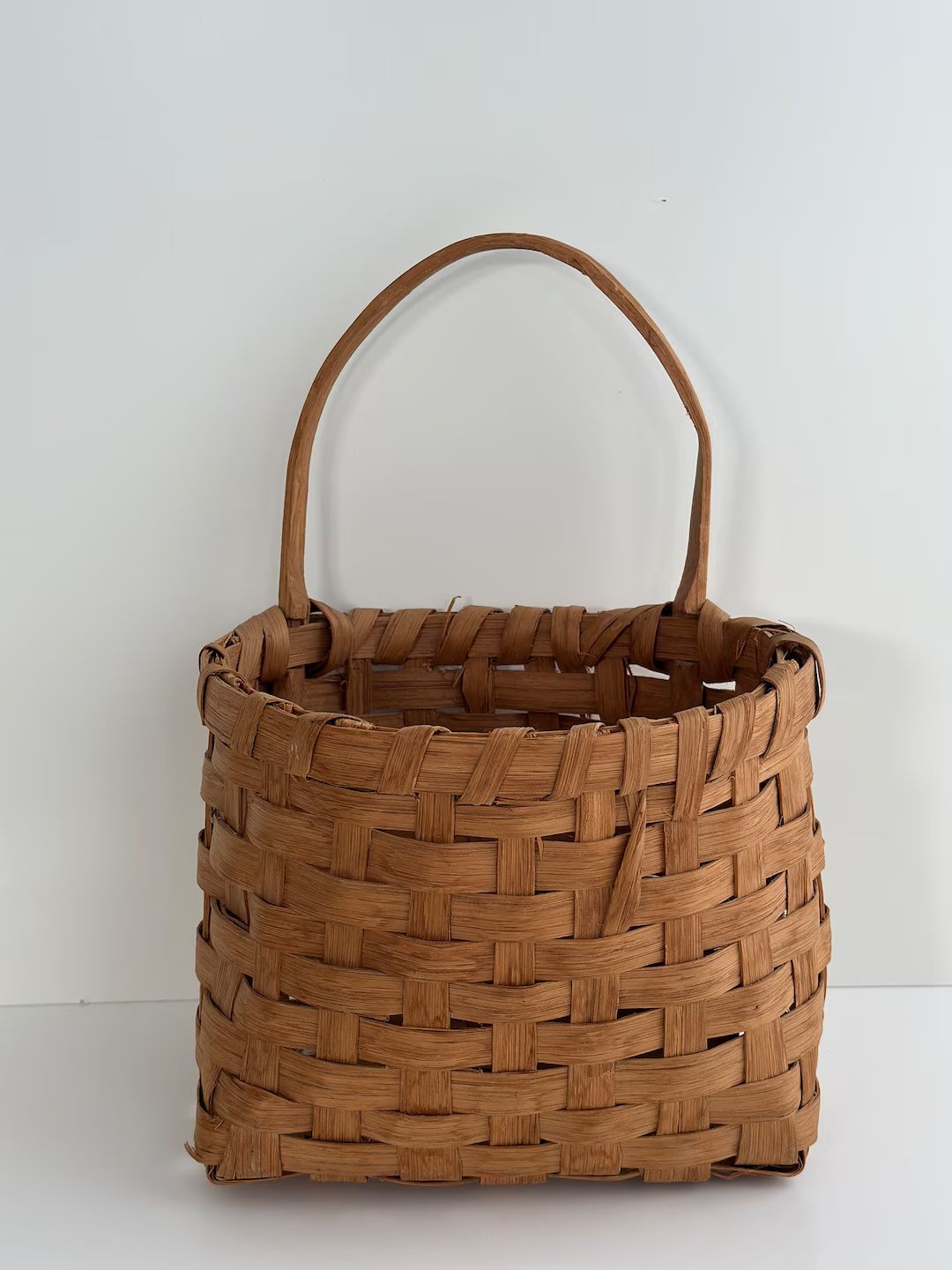 Vintage Woven Basket, Woven Hanging Basket, Found Basket, Wicker Basket - Etsy | Etsy (US)