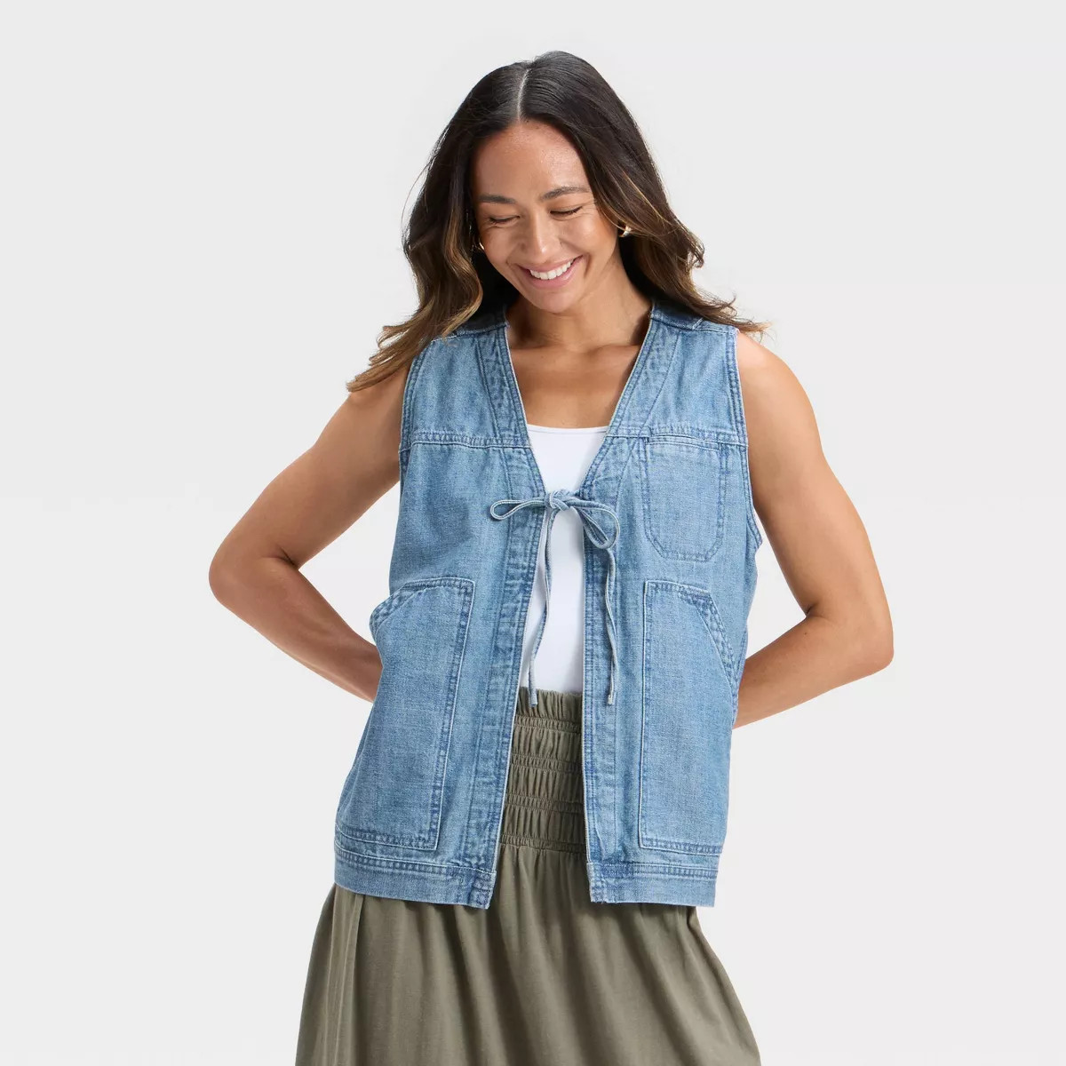 Women's Denim Tie-Front Utility Vest - Universal Thread™ | Target