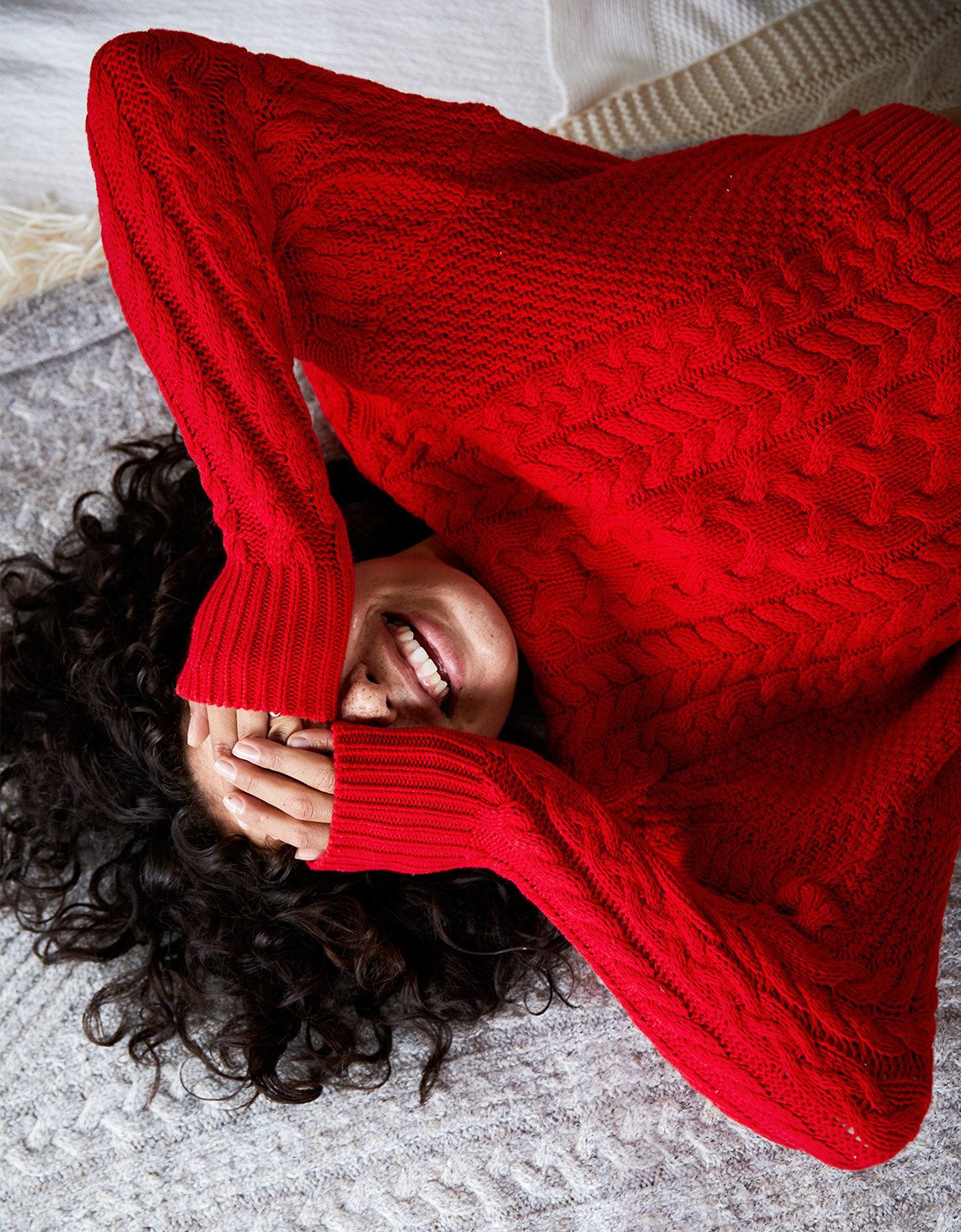 Aerie Cable Sweater, Holiday Red | American Eagle Outfitters (US & CA)