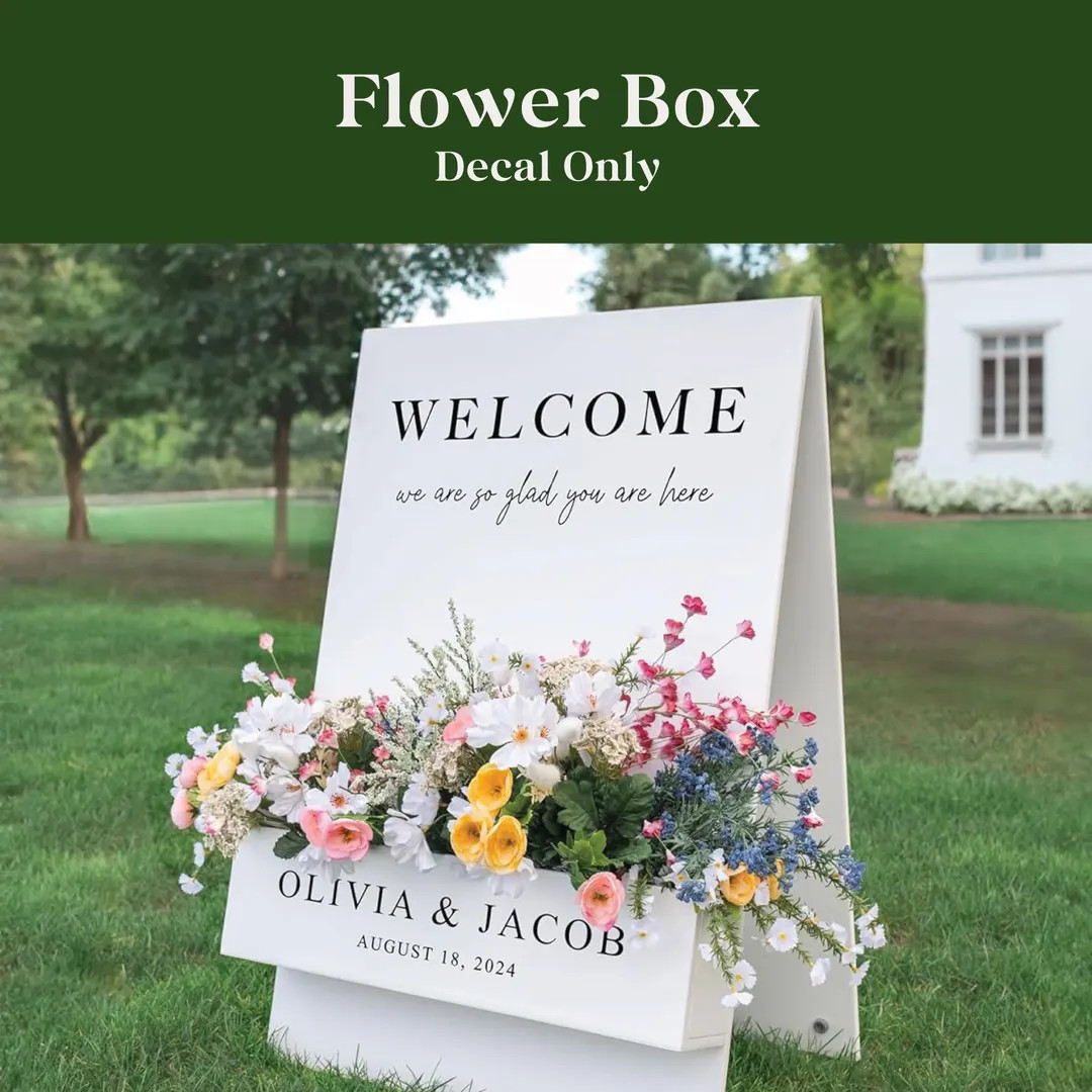 Custom Flower Box Decal, Wedding Welcome Sign Decal, Engagement Party Decal - Etsy | Etsy (US)
