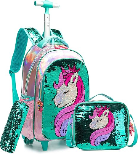 Meetbelify Girls Rolling Backpack Kids Backpacks with Wheels Backpack for Girls for School with L... | Amazon (US)