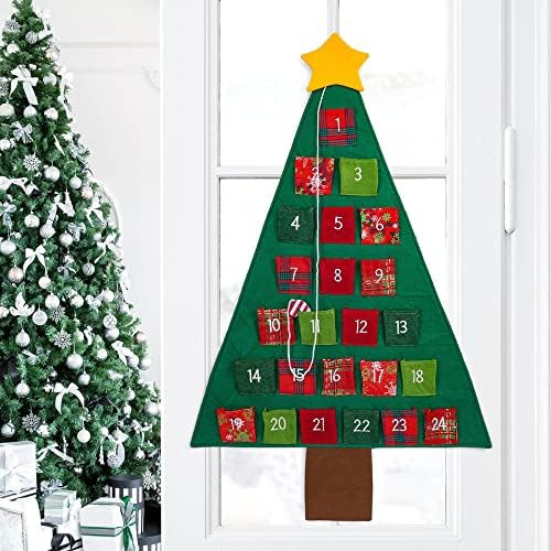 OVEELER 2022 Christmas Advent Calendar 24 Days Countdown to Christmas, Fabric Wall Hanging with P... | Amazon (US)