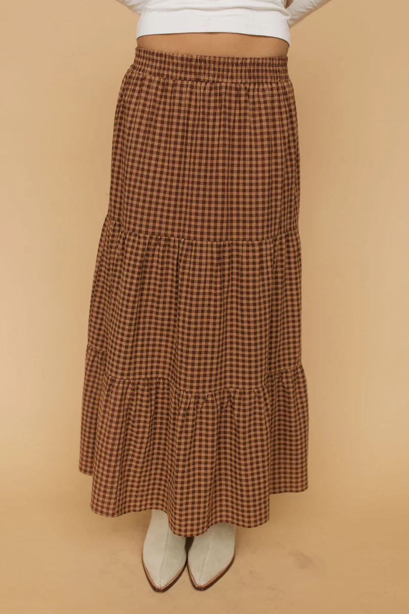 Carmen Gingham Skirt in Brown | Henly