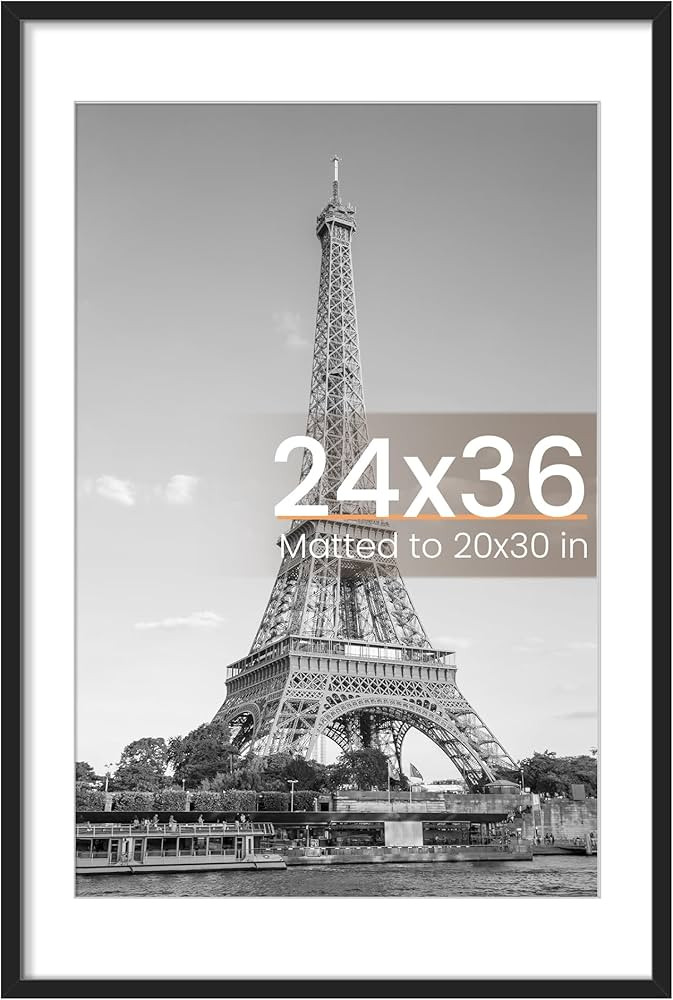 upsimples 24x36 Poster Frame, Display Pictures 20x30 with Mat or 24 x 36 Without, Wall Hanging Pi... | Amazon (US)