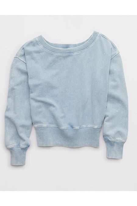 Aerie Go-To Off The Shoulder Sweatshirt Women's Cloud Wash L | American Eagle Outfitters (US & CA)