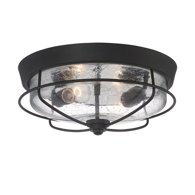 Portfolio Valdara 14.88-in Matte Black Industrial Flush Mount Light Lowes.com | Lowe's