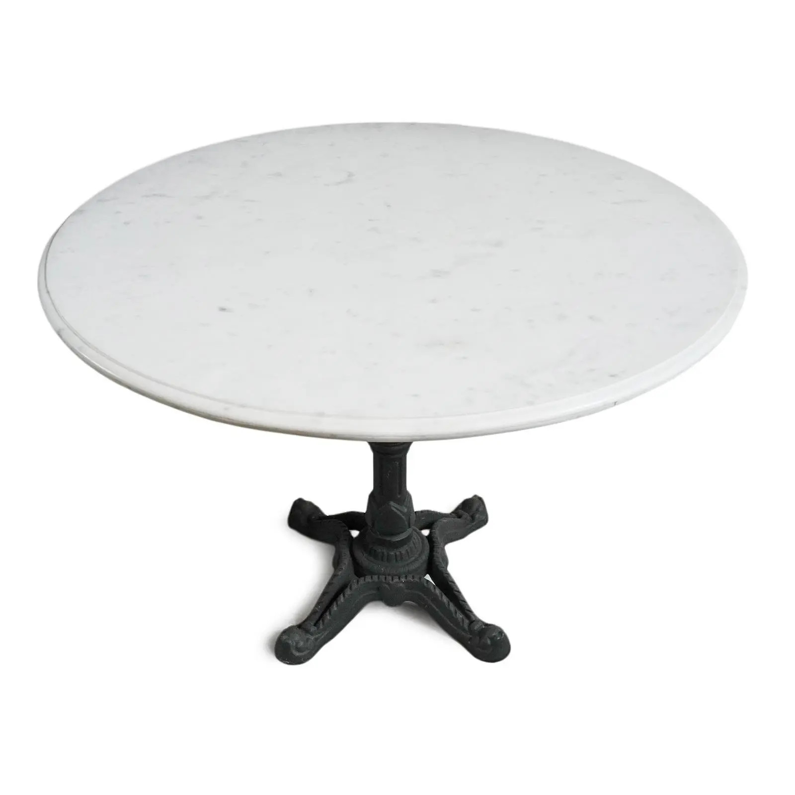 Round White Marble & Cast Iron Dining Table | Chairish