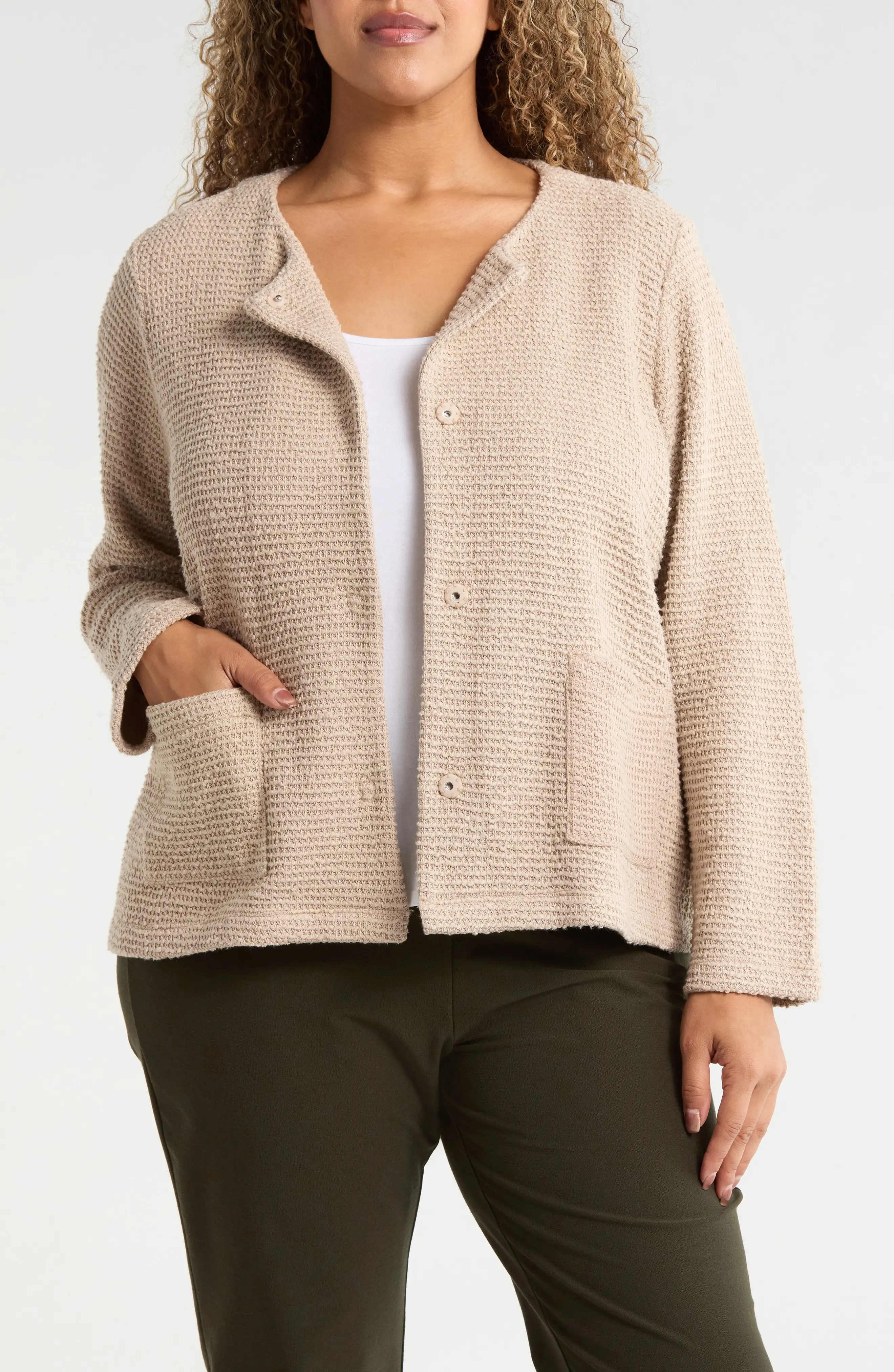 Round Neck Organic Cotton Jacket (Women) | Nordstrom | Nordstrom