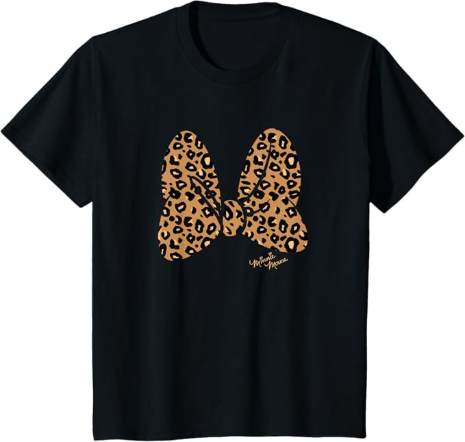 Disney Minnie Mouse Classic Leopard Print Bow T-Shirt | Amazon (US)