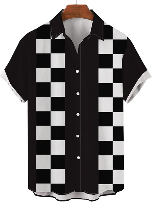 Deer Lady Mens Bowling Shirt Print Hawaiian Shirts Short Sleeve Casual Button Down Shirt Loose Beach | Amazon (US)