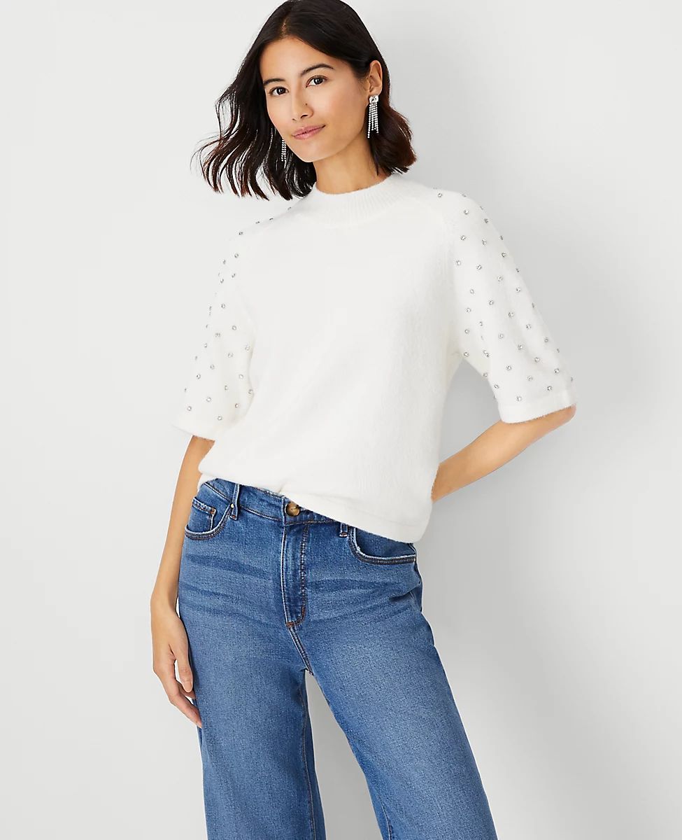 Embellished Raglan Sleeve Sweater | Ann Taylor (US)