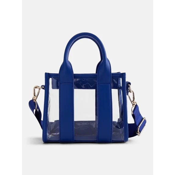 No Boundaries Women's Game Day Clear Boxy Mini Tote Bag, Cobalt | Walmart (US)