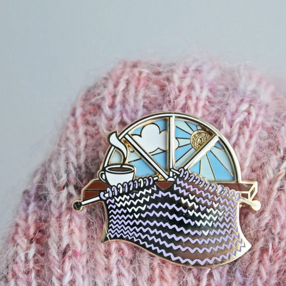 Knitting 'All Day and Night' Spinner- Gold Plated Hard Enamel Pin Knitters Flair | Etsy (US)