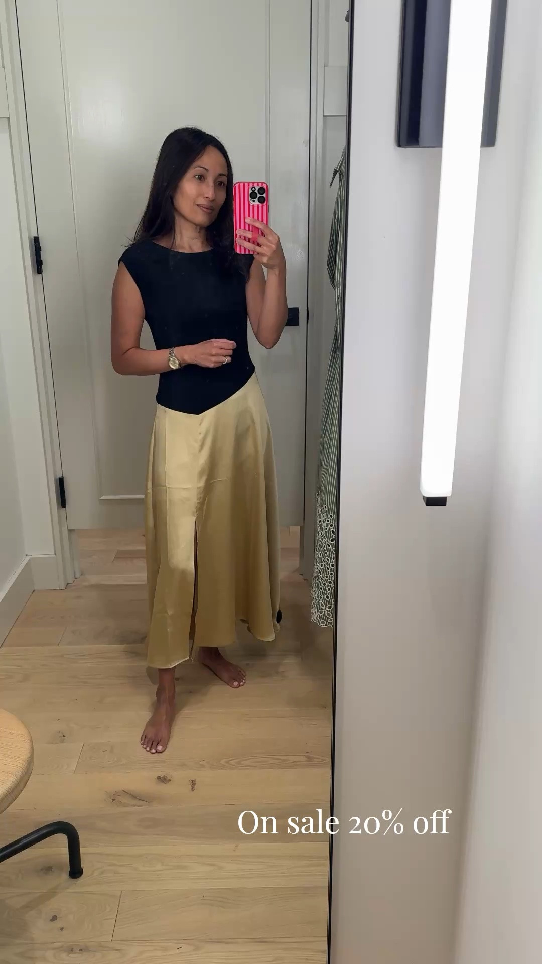 Dress on sale 20% off.

Wedding guest dress. Evening dress. Social event dress. 
Unique and chic design. Satin bottom with slit. Cool asymmetrical top is stretchy. Minimalist elegant. 


#LTKOver40 #LTKWedding