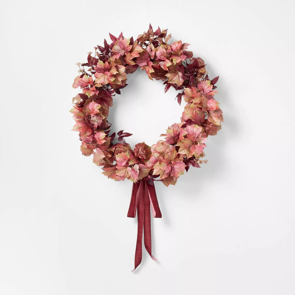 30" XL Mixed Leaf Artificial Wreath Red - Threshold™ designed with Studio McGee | Target