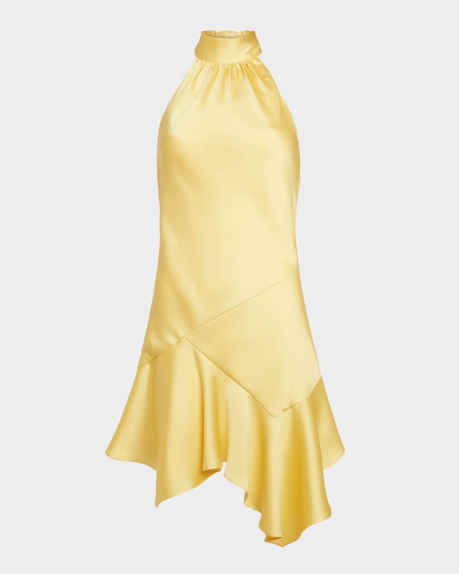 Nari Asymmetric Flounce Halter Mini Dress | Neiman Marcus