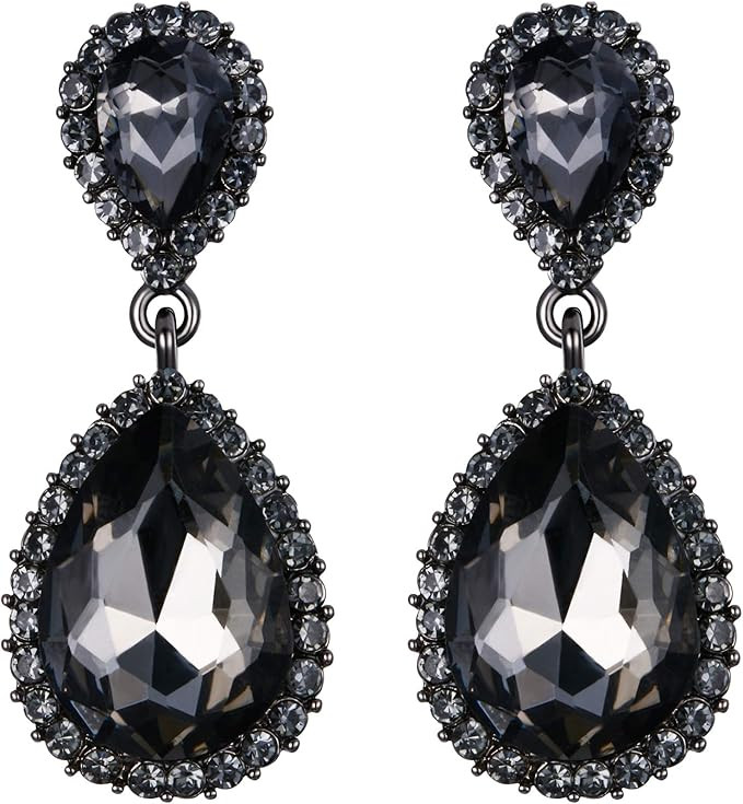 EVER FAITH Women's Austrian Crystal Wedding Tear Drop Dangle Earrings | Amazon (US)