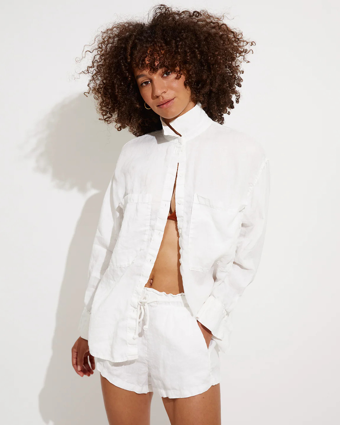 Getaway Button Down - White Linen Shirt | Left on Friday