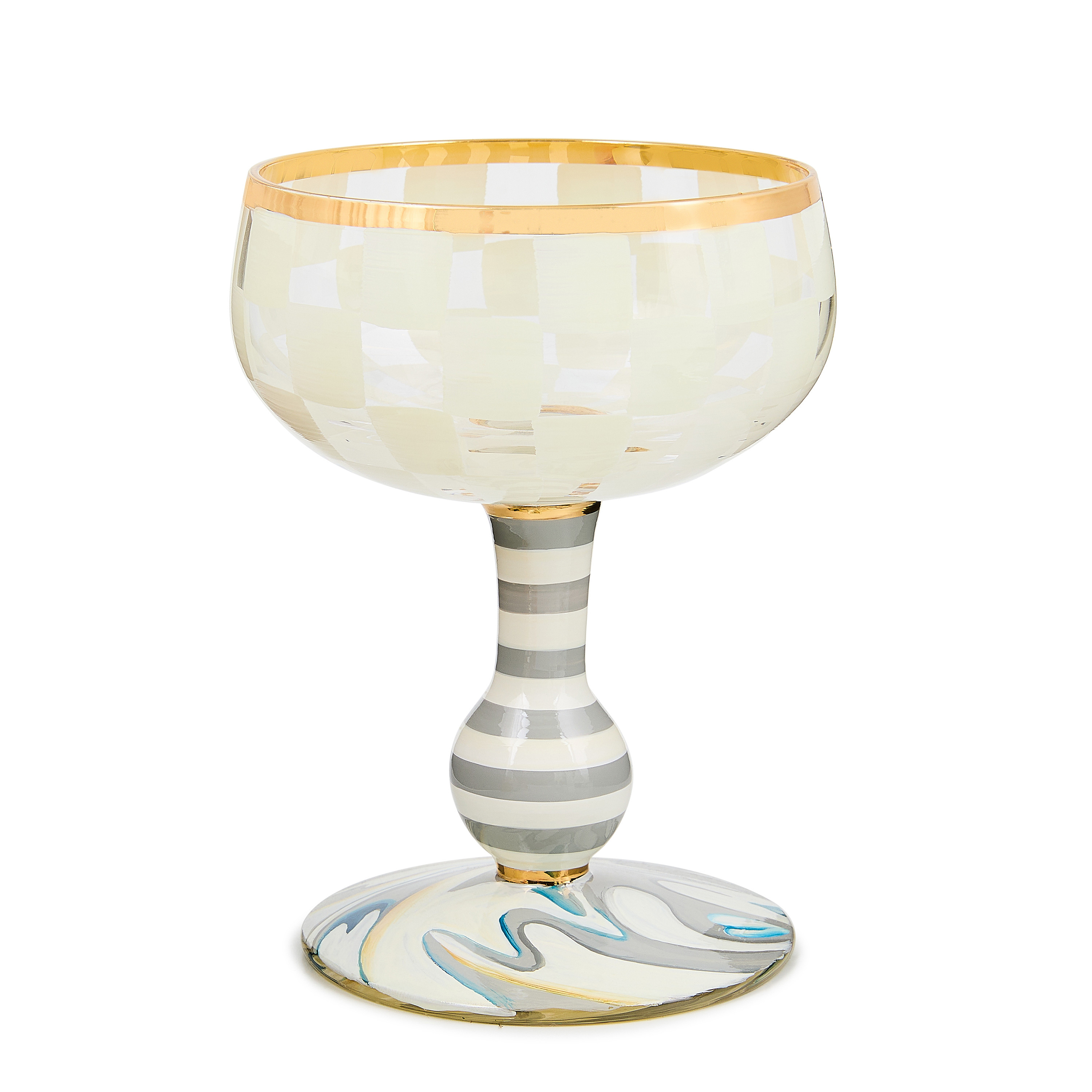 MacKenzie-Childs Carnival White Coupe Glass