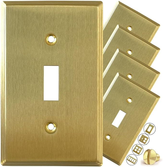 Rio Salto BRASS Metal Gold Toggle Light Switch Covers Wall Plate Single Toggle STANDARD SIZE Swit... | Amazon (US)