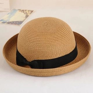 Bow Accent Bowler Straw Hat | YesStyle Global