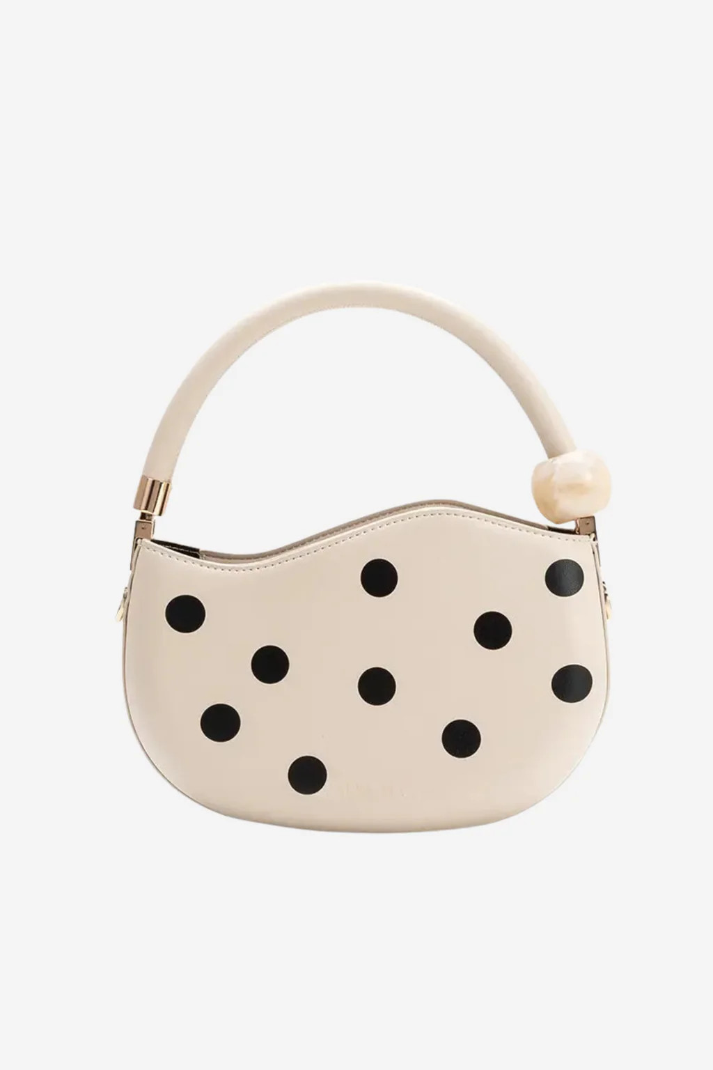 Jennie Vegan Polka Dot Top Handle Bag in Cream | Duffield Lane