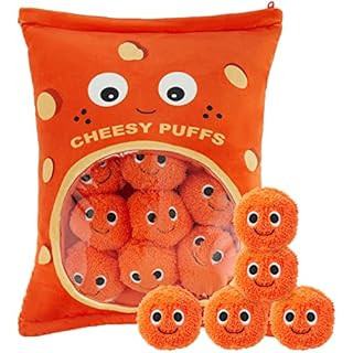 Cheesy Puffs Plush Pillow,Stuffed Toy Game Pillow with a Bag of Cheesy Puffs Balls,for Children S... | Amazon (US)