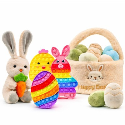 Easter Toy Gift Set, Plush Bunny Holding Carrot with 9.5" Plush Egg Basket & Bunny, Chicken & Egg Pop It Fidget Toys, Easter Gift Set for Babies | Target