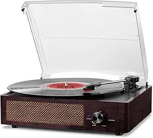 Vinyl Record Player Turntable with Built-in Bluetooth Receiver & 2 Stereo Speakers, 3 Speed 3 Siz... | Amazon (US)