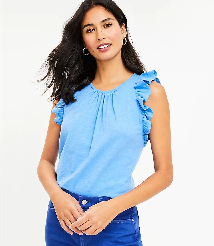 Ruffle Trim Tank Top | LOFT