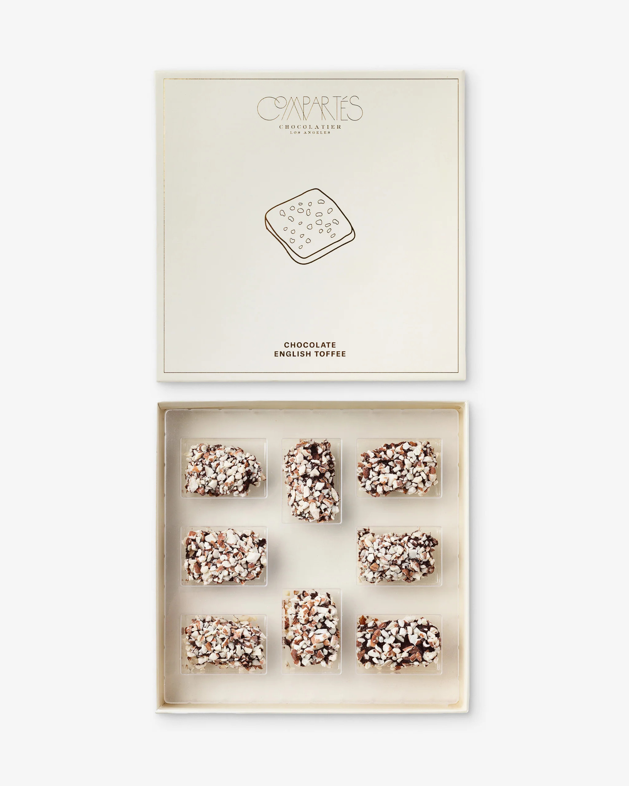 Chocolate Covered English Toffee Gift Box - Cream / Gold | Compartés