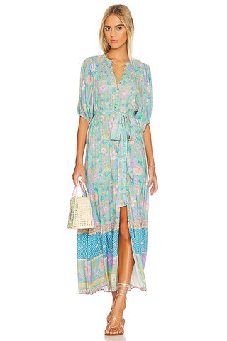 SPELL Hibiscus Lane Button Through Gown in Lagoon from Revolve.com | Revolve Clothing (Global)