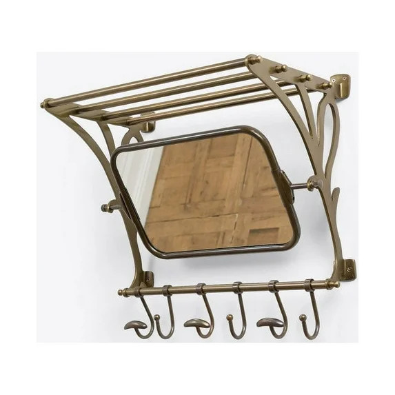 New Vintage Retro Style Train Hall Luggage Wall Mounted Rack Mirror Shelf Hooks | Walmart (US)