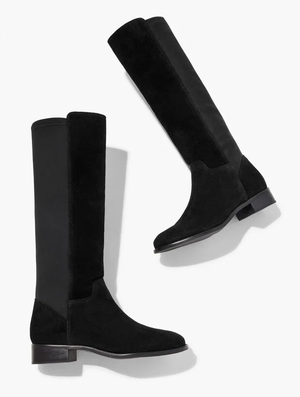 Tish Stretch Quilted Faux Suede Tall Boots | Talbots