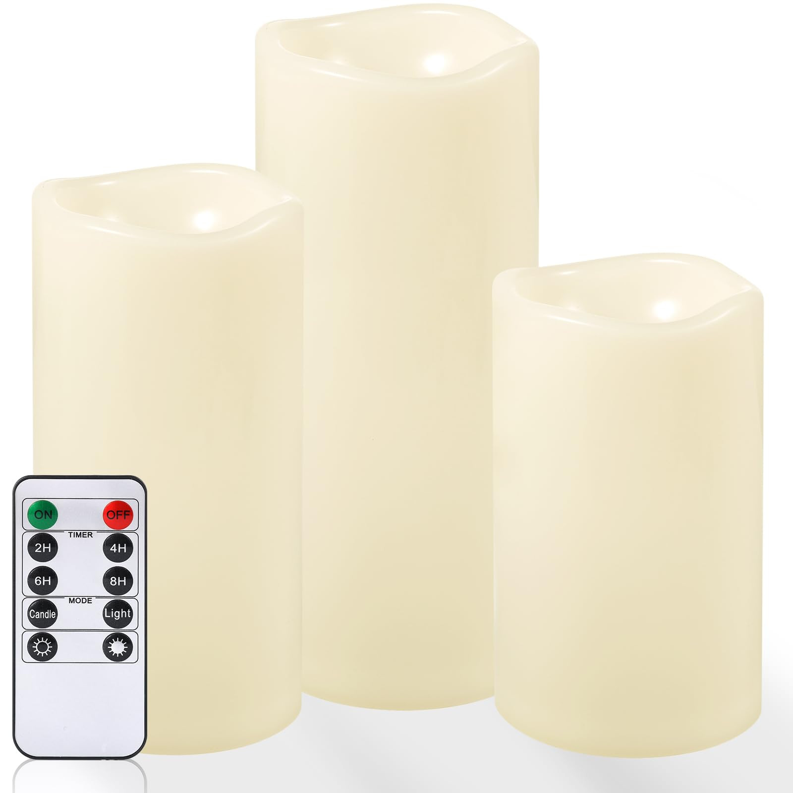 NURADA Large Outdoor Flameless Candles 6" 8" 10" x 5" - Waterproof LED Pillar Flickering Candle B... | Amazon (US)