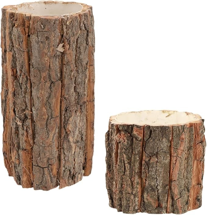 HANABASS Home Decor 2Pcs Tree Stump Bonsai Pot Flower Container Succulent Planter Flower Pot Wood... | Amazon (US)
