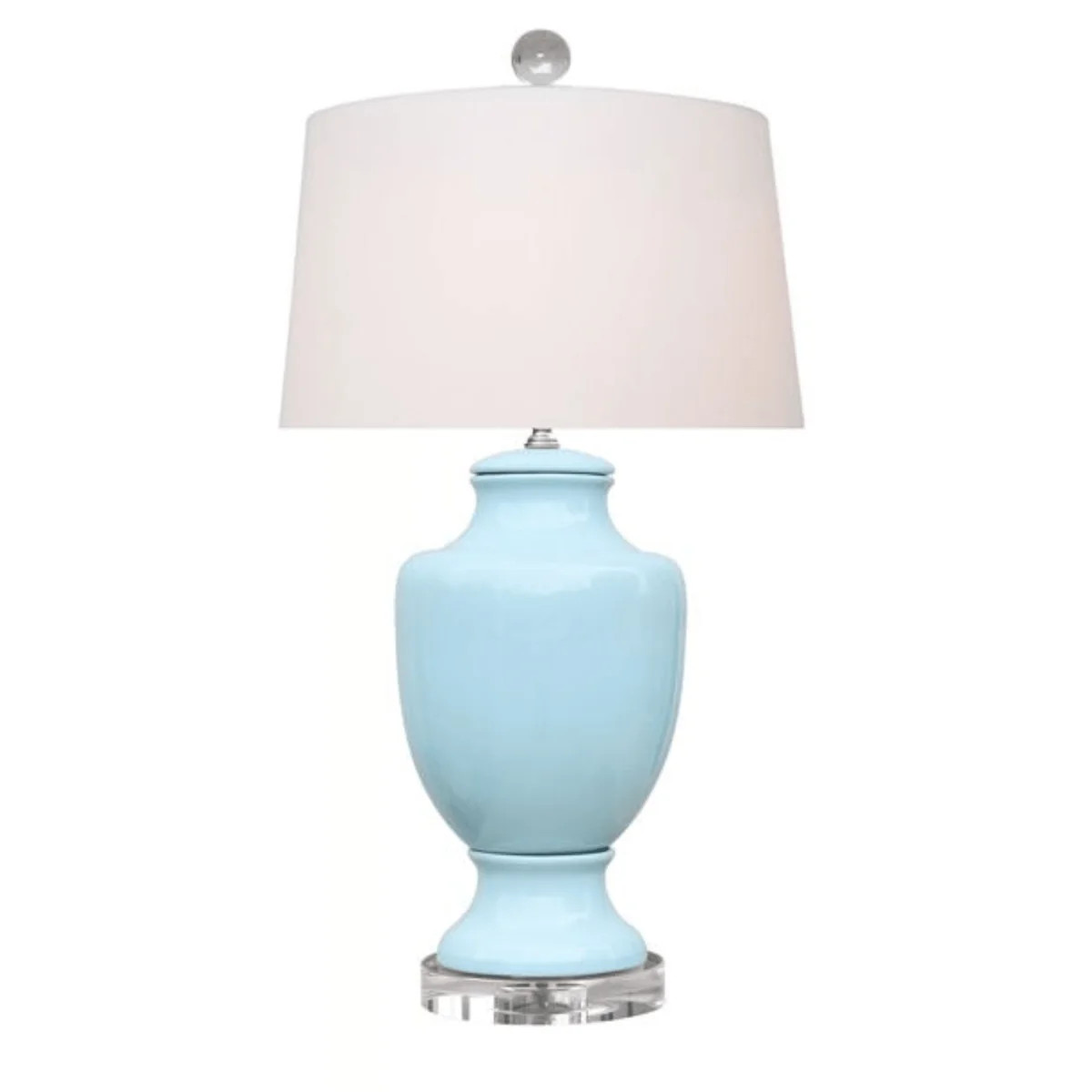 Water Color Blue Porcelain Jar Lamp With Crystal Base | The Well Appointed House, LLC