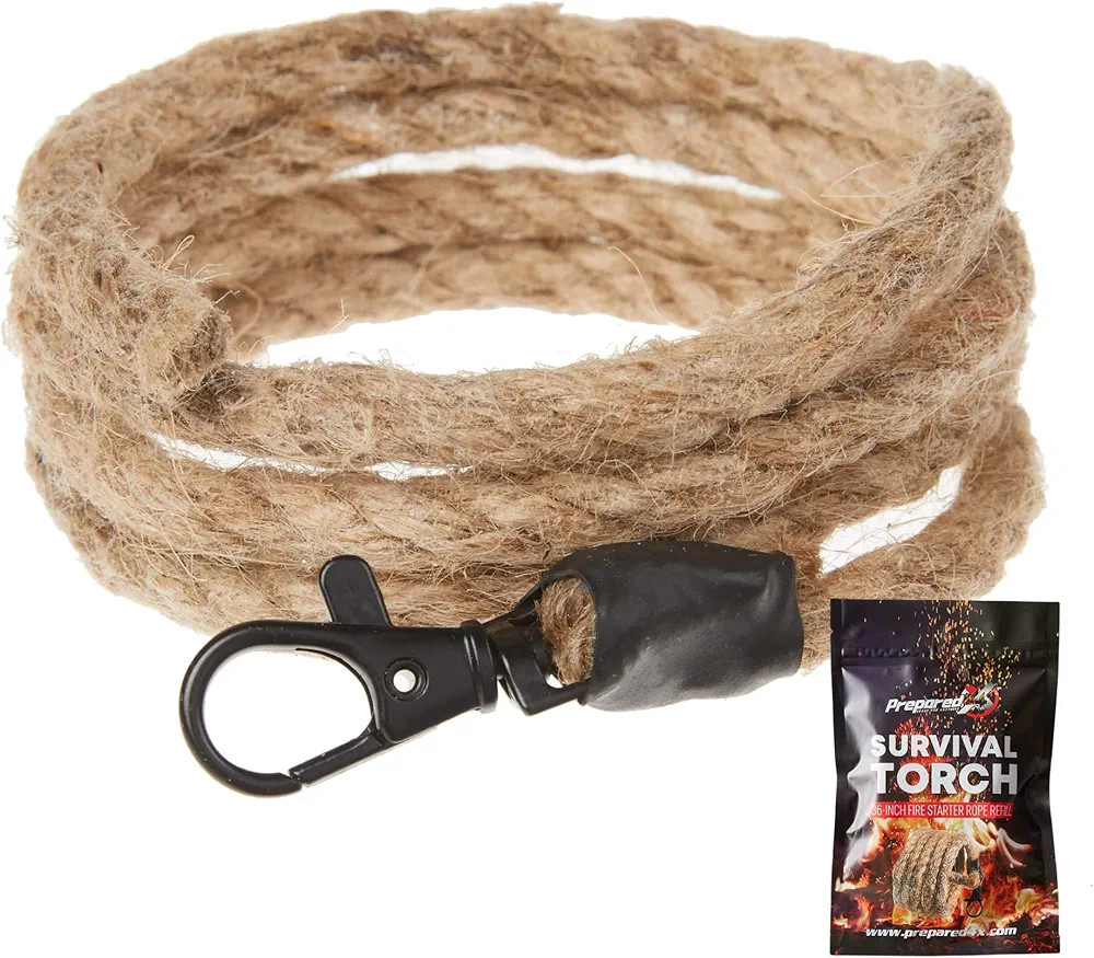PREPARED4X Fire Starter Rope – 36” Waterproof, Wax-Infused Hemp Tinder Wick Refill – Fire T... | Amazon (US)