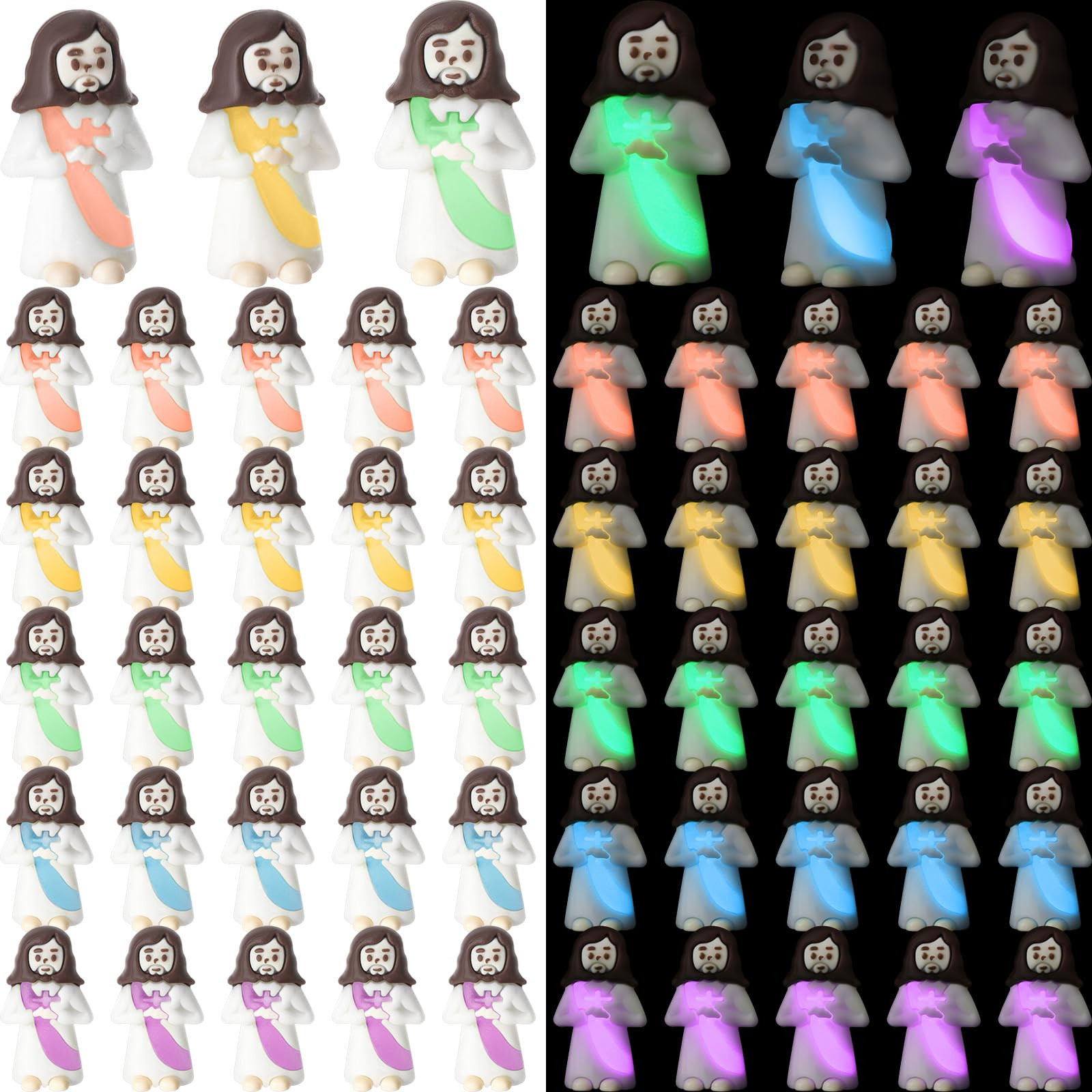 50 Pcs Glow in the Dark Mini Jesus Figurines Bulk, Little Pocket Jesus for Halloween No Candy Tri... | Amazon (US)