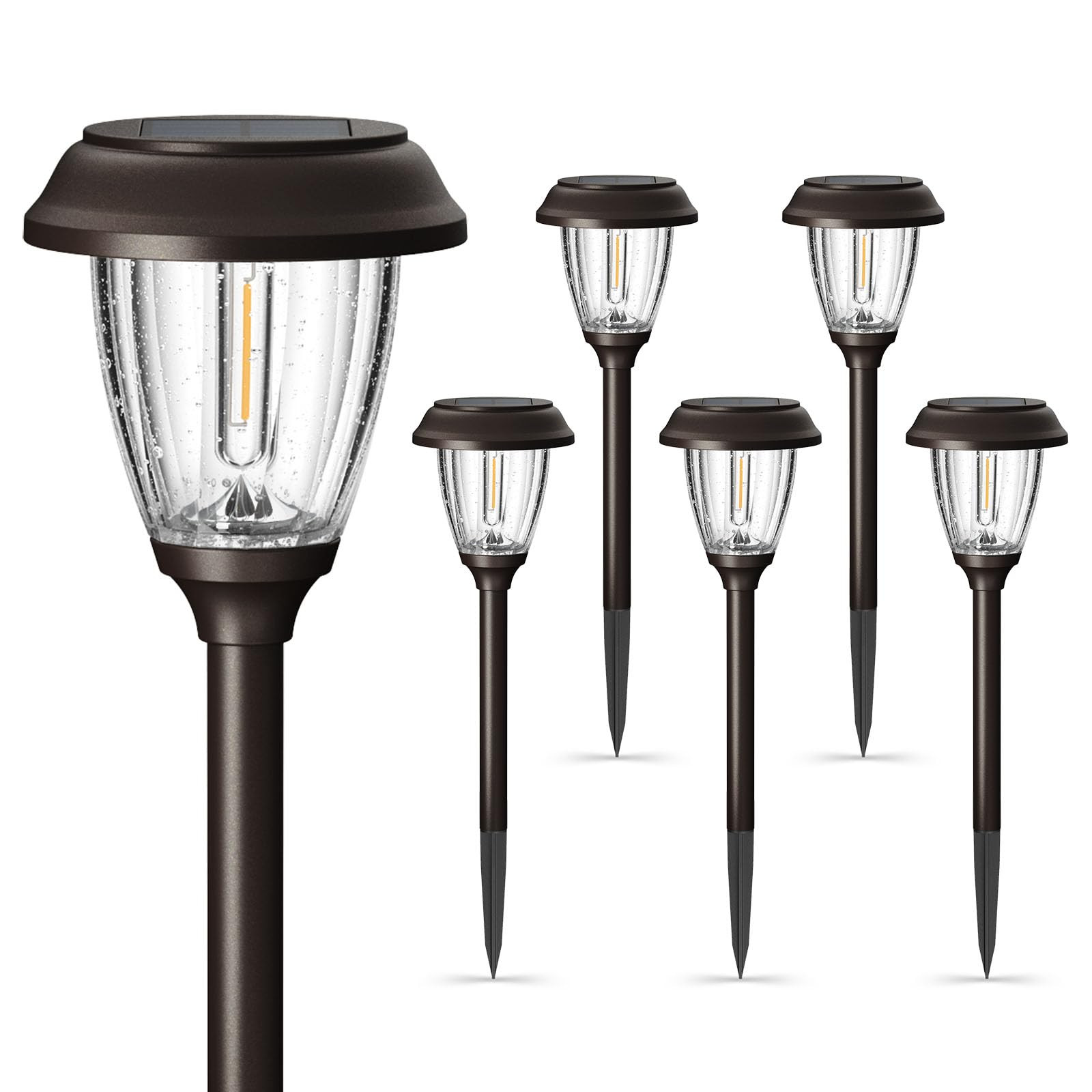 XMCOSY+ Solar Pathway Lights Outdoor, Glass & Stainless Steel Garden Lights with 2 Lighting Modes... | Amazon (US)