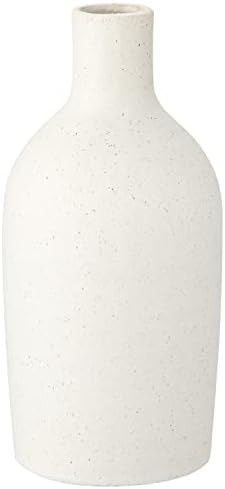 Ceramic White Vase for Home Decor 9" Rustic Small Flower Vase for Pampas Grass Decorative Floral Vas | Amazon (US)
