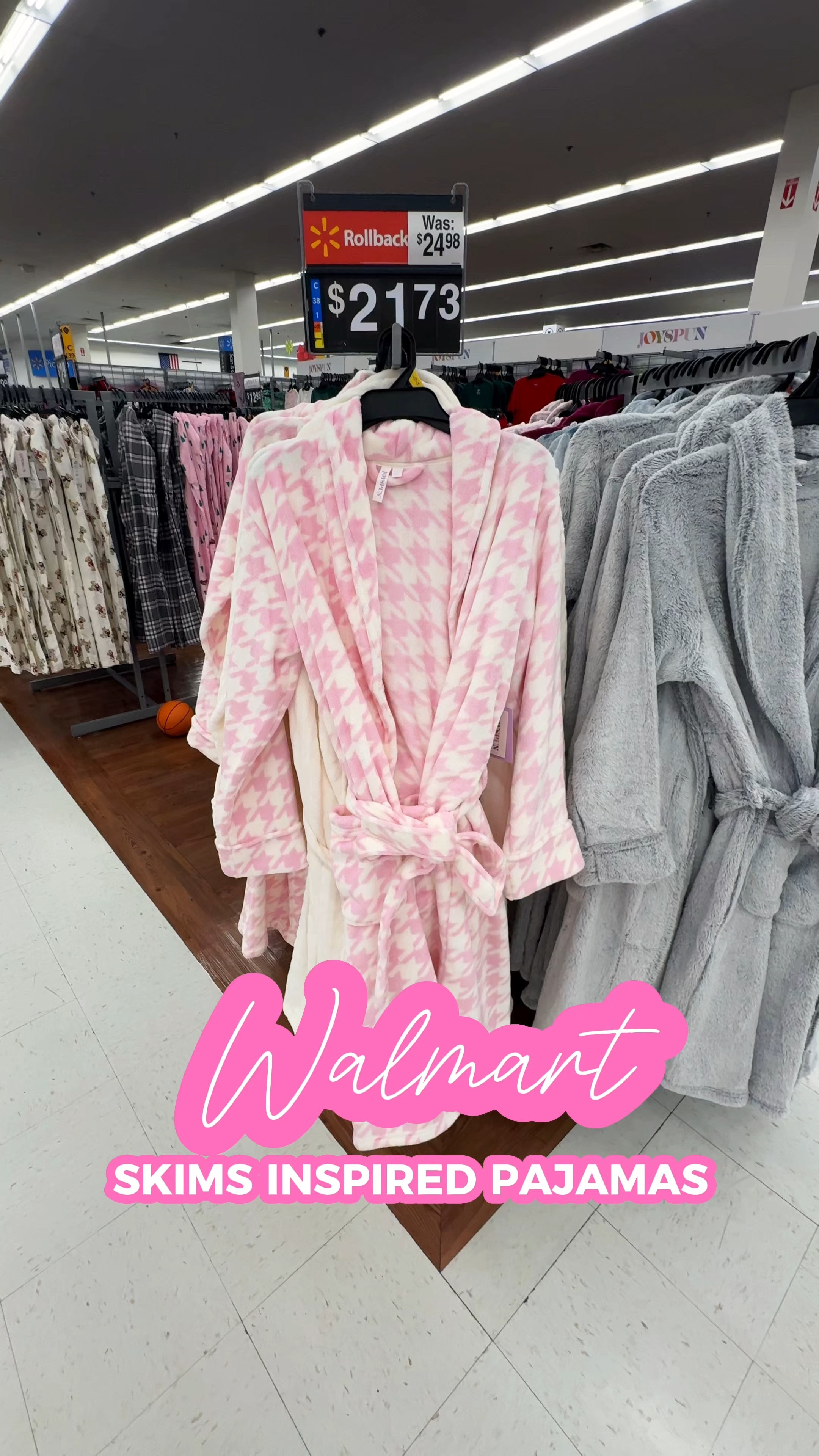 How cute is this pink houndstooth pajama set and robe from Walmart? 😍💖✨ it reminds me of one of the SKIMS cozy collections about a year ago. This would be a cute holiday pajama set or holiday gift! 🎄✨

While the material is not the same as SKIMS, the vibe definitely is. This set from Walmart feels really soft and warm. 

The robe was on sale for about $21, and the top and the pants were both just under $10. 

#LTKFindsUnder50 #LTKGiftGuide #LTKHoliday