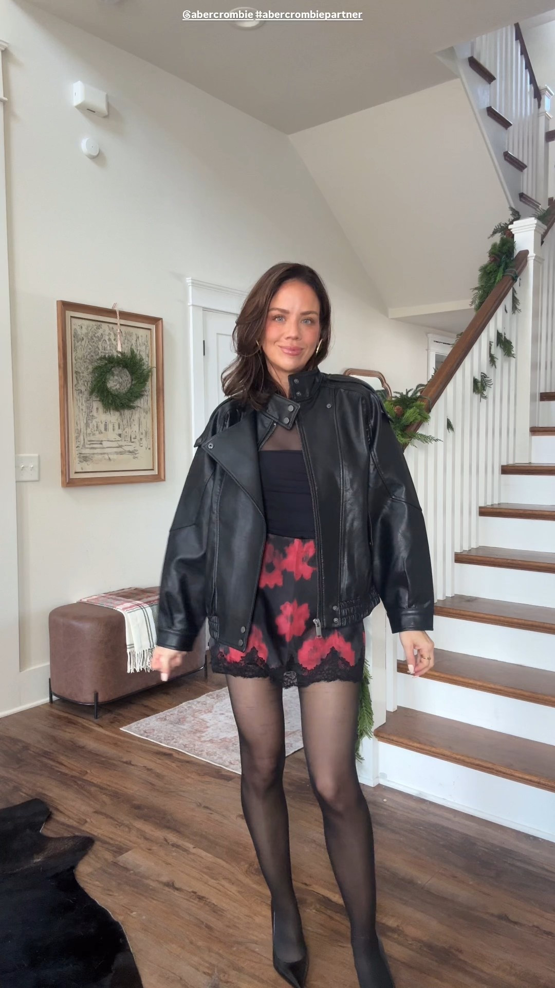 #abercrombiepartner 🆕 holiday party looks on sale! @abercrombie ✨🪩

In XS/0 in all. In S faux leather coat. Floral skirt runs a bit big, size down if inbetween! 

#LTKSaleAlert #LTKHoliday #LTKFindsUnder100