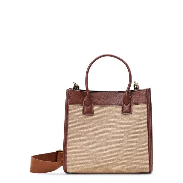 Time and Tru Women's Canvas Mini Tote Bag with Removable Strap, Golden Honey | Walmart (US)
