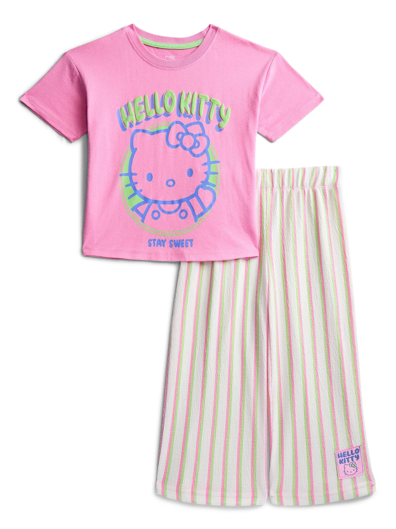 Hello Kitty Toddler Girls Graphic Tee and Stripe Pants Set, 2-Piece, Sizes 12M-5T | Walmart (US)