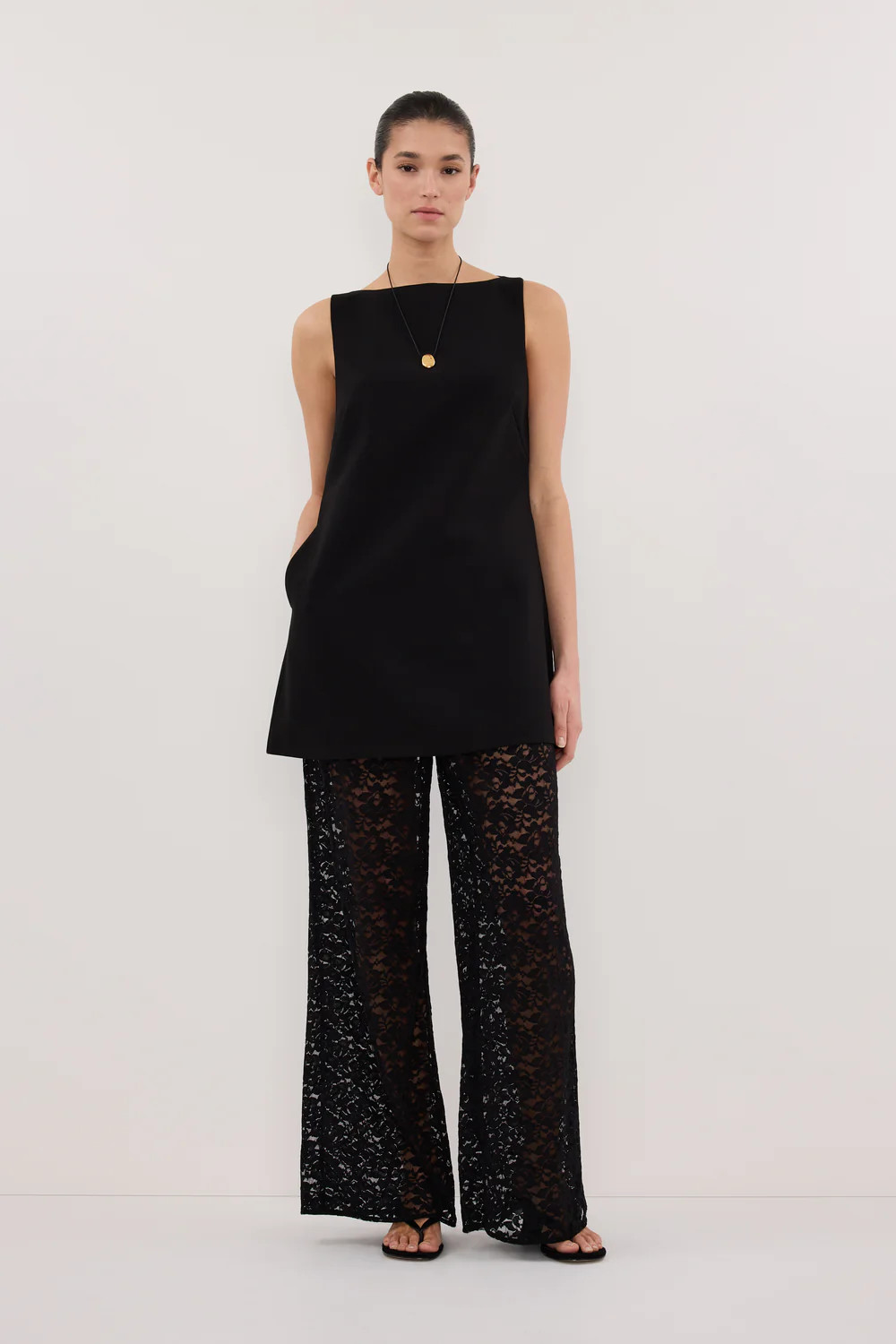 ROWIE BLACK BOAT NECK TUNIC | DISSH