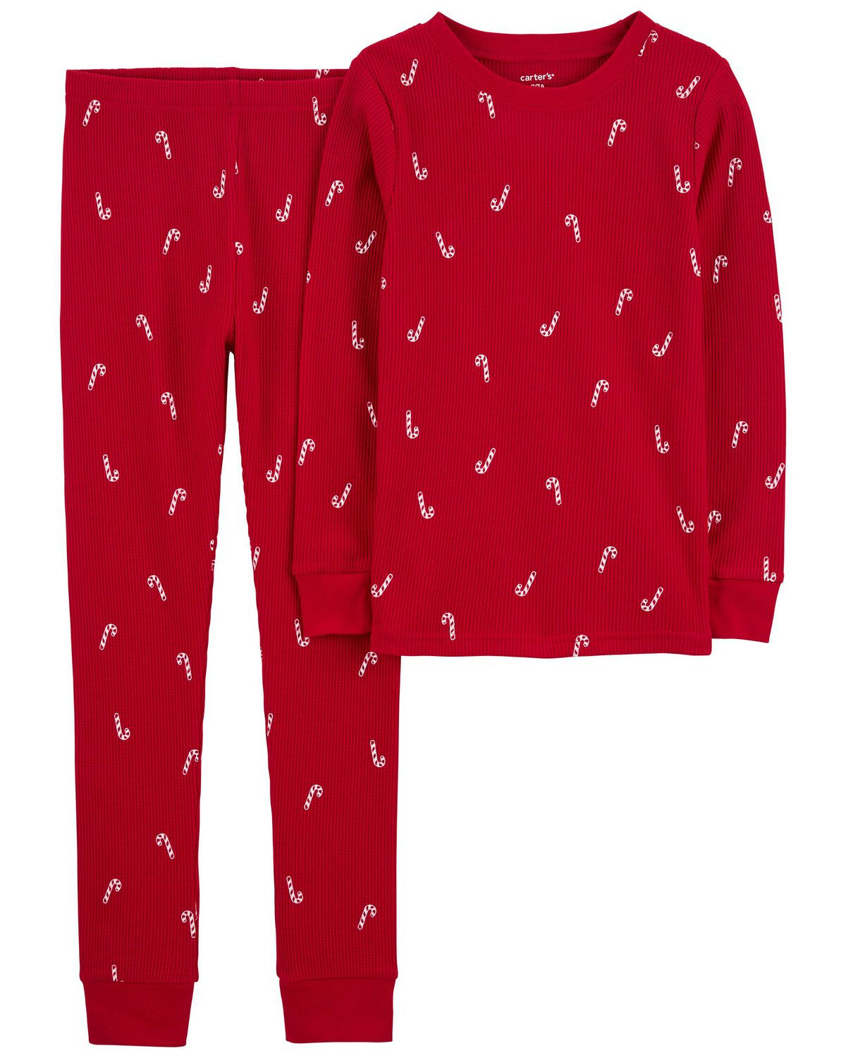 Red Kid 2-Piece Candy Cane Thermal Pajamas | carters.com | Carter's