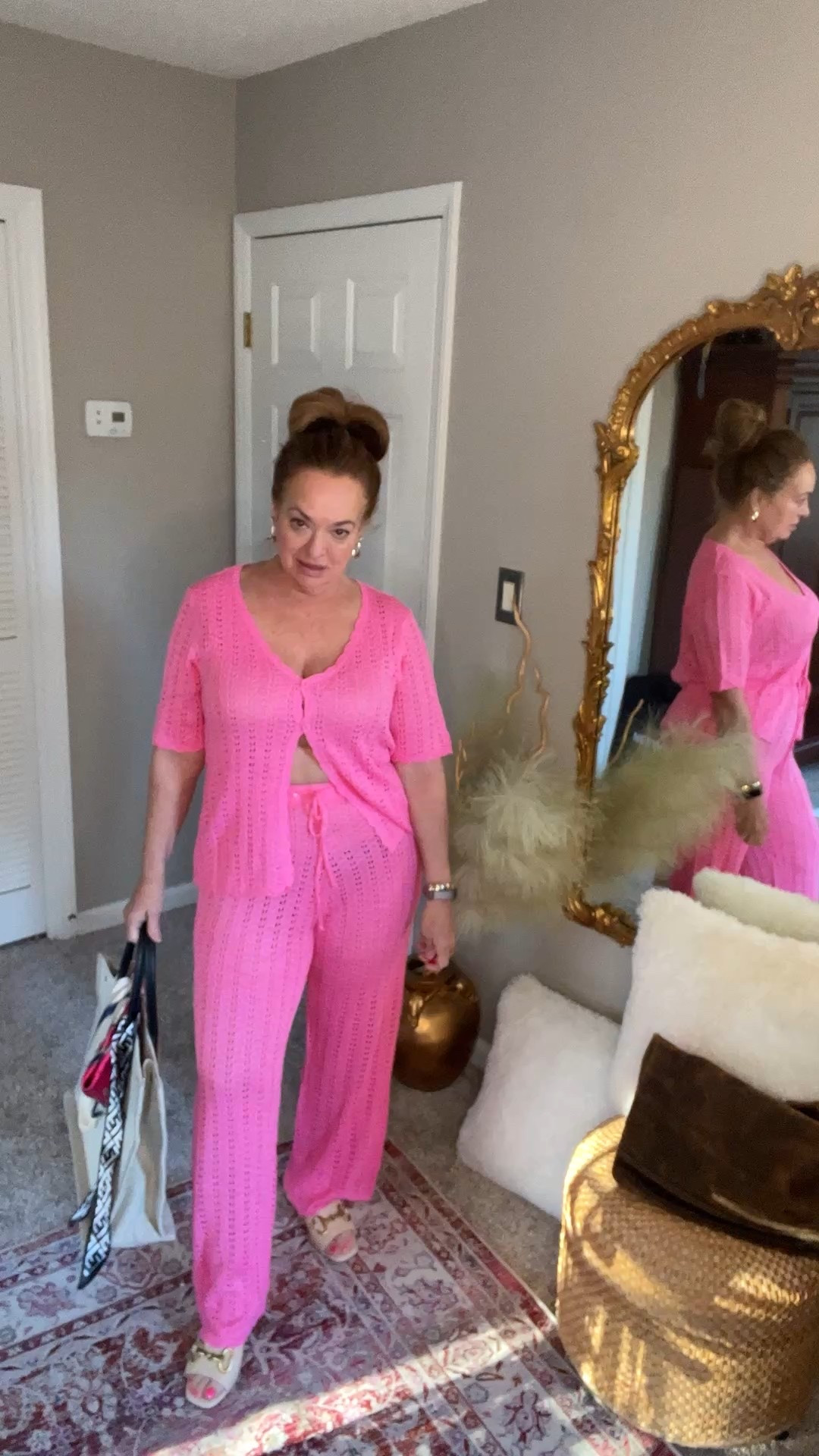 Bubble gum pink 2 piece crochet set for festival summer styling, Beach Resort and swimsuit coverup. Very flattering and available in many colors. 

#LTKootd #LTKTravel #LTKSeasonal