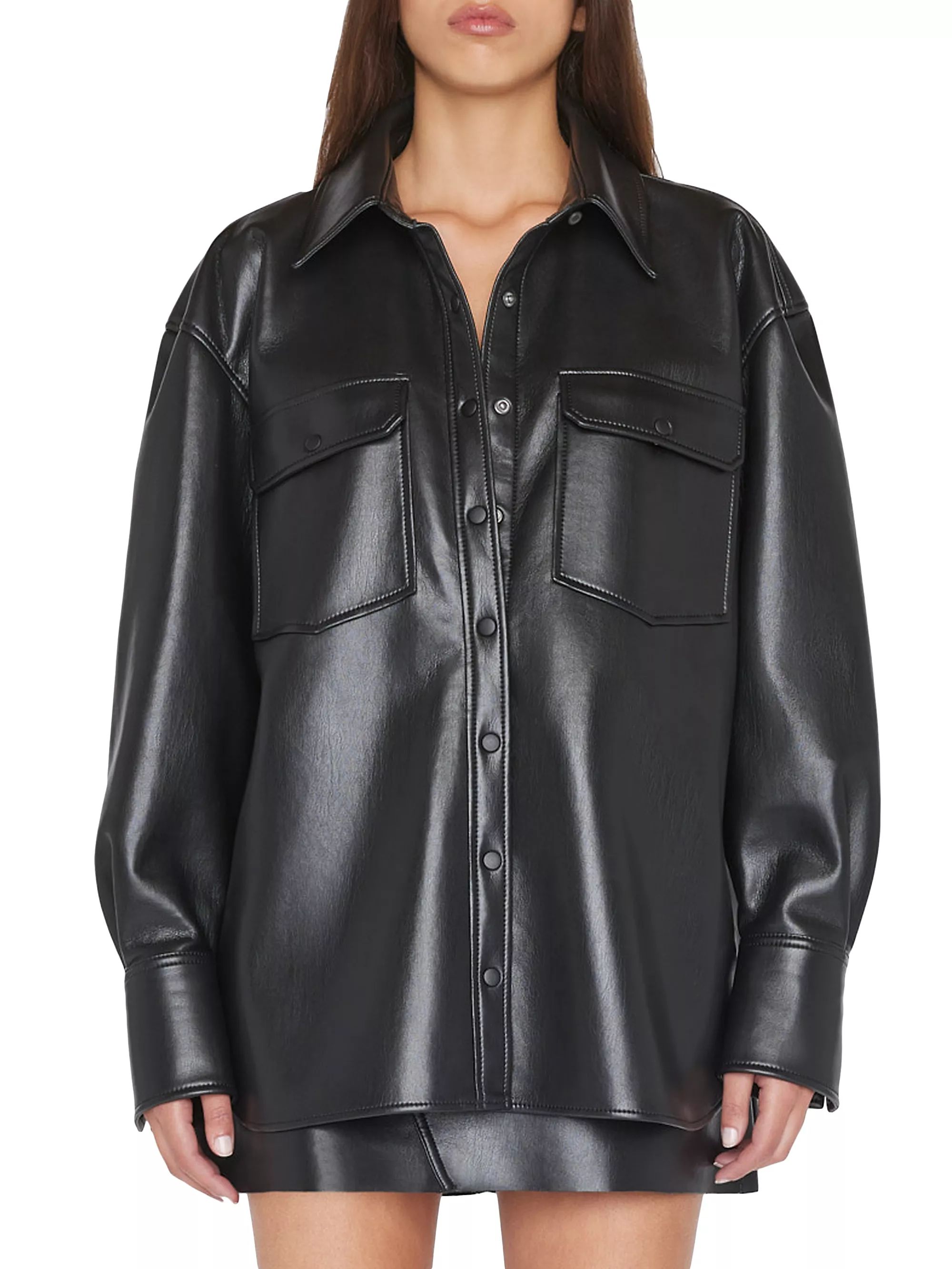 Relaxed Leather Shirt Jacket | Saks Fifth Avenue