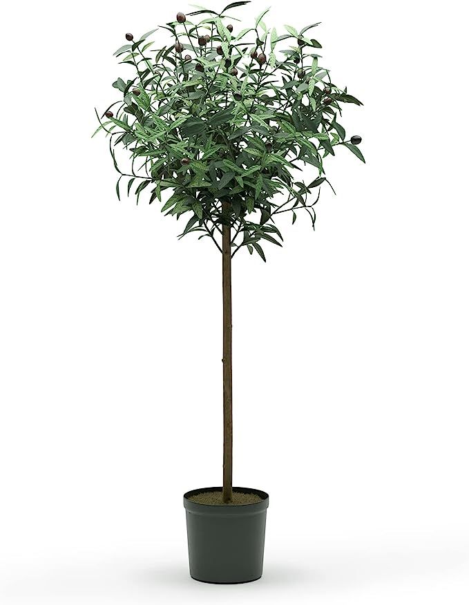 Barnyard Designs 4ft (48") Artificial Olive Tree, Realistic Potted Silk Plant, Decorative Large F... | Amazon (US)